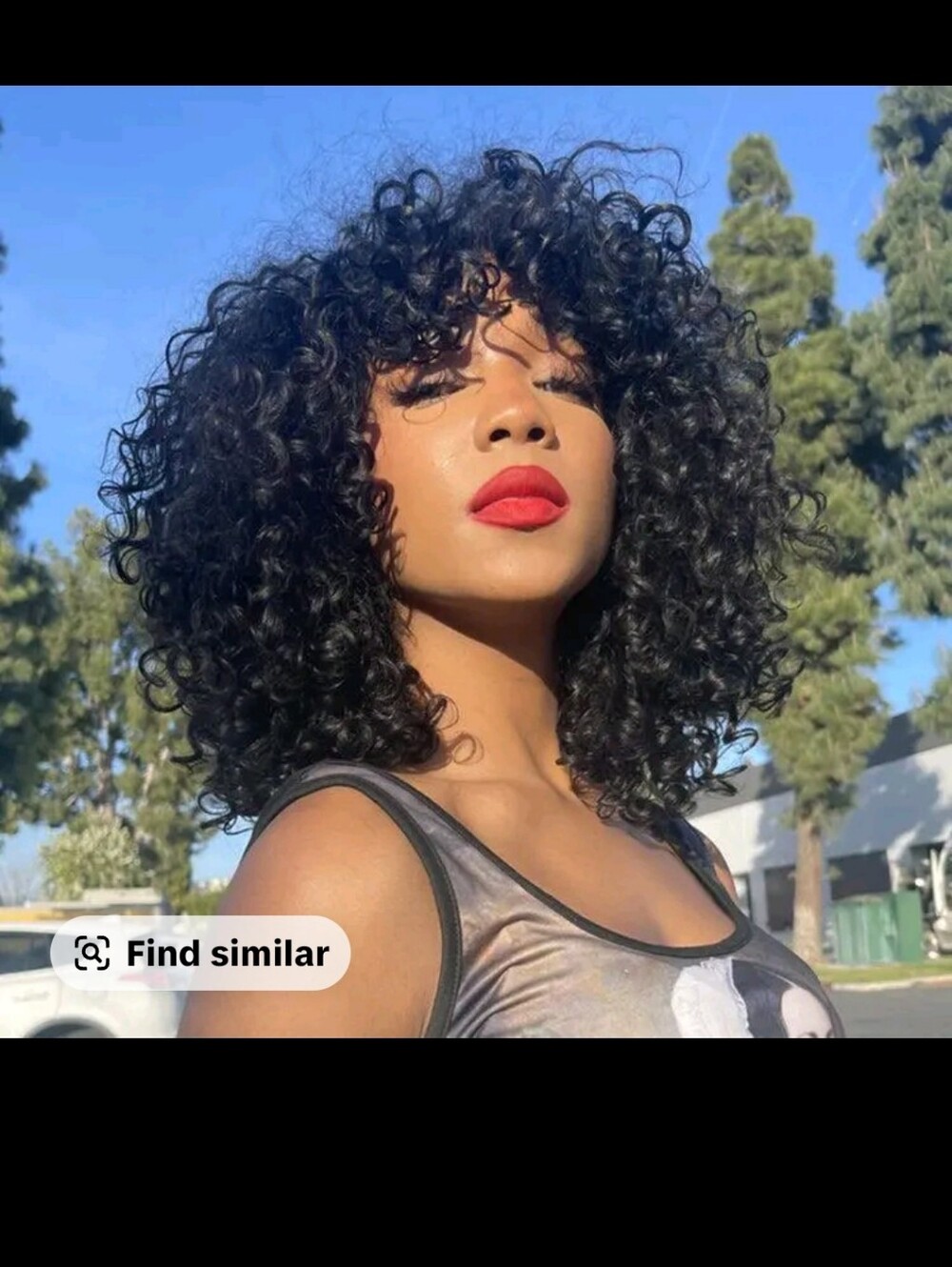 Black Curly Short Wig with Bangs - Women Hair Human Hair Wig Unit